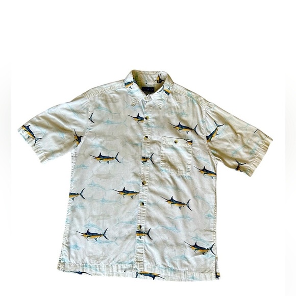 Fishing Life Outfitters Men’s Swordfish print button up preppy size medium - Picture 1 of 8